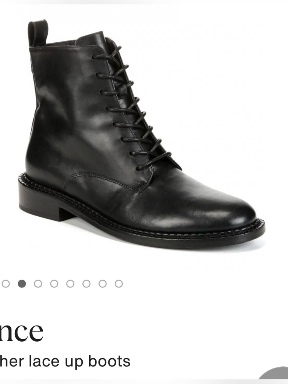 Vince Women’s Black Leather Cabria Lace-Up Boots - Size 8.5M